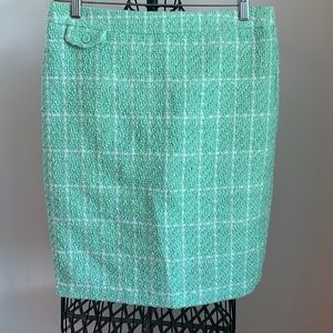 Sandro Studio Skirt Green and White Sz 10 NWOT